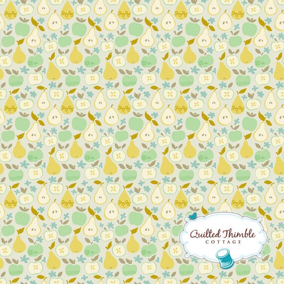 #113.108.05.1 Little Acorn and Sprigs Rows on Creamy White Born Wild by Ana Davis for Blend Fabrics By The Continuous HALF YARD RARE