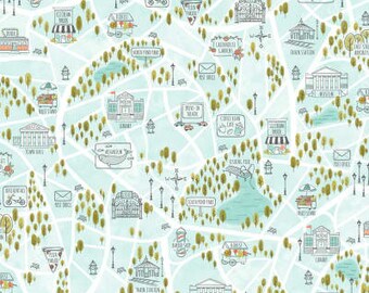 Scenic Route by Alicia Jacobs Dujets for Ink & Arrow Fabrics - Bike Path in Pale Aqua (26919-Q) - 1 Yard