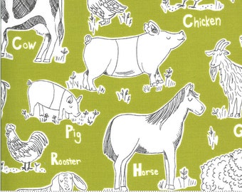 On the Farm by Stacy Iest Hsu - Animal Farm in Green (20702-17) - 1 Yard