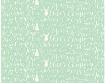 Comfort and Joy by Dani Mogstad - Comfort Words in Light Green (C6264-LTGREEN) - Riley Blake - 1 yard