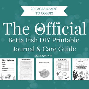 Afdrukbaar Betta-visdagboek en onderhoudsgids – pdf-doe-het-zelf aquariumplanner | Voertracker, waterveranderingslogboek, stemmingskaart, aquariumkit voor beginners