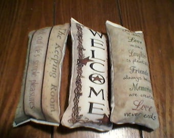 3 pc welcome themed ornies decorative bowl fillers primitive shabby tucks