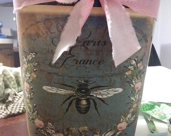 shabby paris french bee honey Beautiful Decorative Trash Can! trashcan waste basket recycle bin garbage