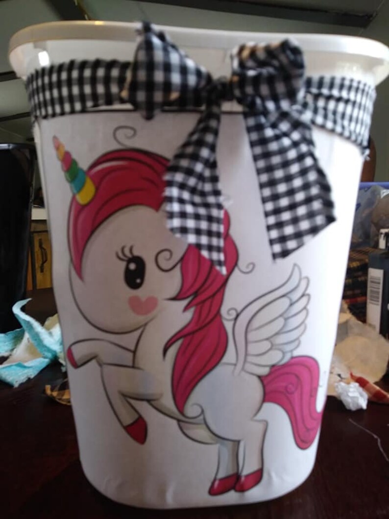 Cute unicorn Beautiful Decorative Trash Can Wonderful Etsy