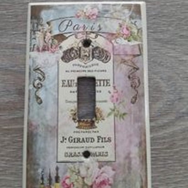 french paris eiffel perfume  bathroom bath Decorative Light switch cover Wall home farmstyle farm shabby chic vintage looking