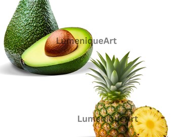 Obst Clipart Bundle, handgezeichnete PNGs 300 DPI Transparent, 40+ Erdbeere Wassermelone Zitrus Kommerzielle Nutzung