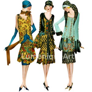 Art Deco Flapper Clipart - 1920s Fashion Ladies PNG Set - Vintage Flapper Girls, Digital Download, Commercial Use, 35 Cliparts