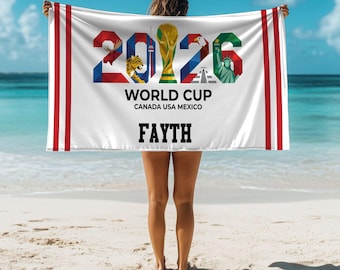 World 2026 Custom Beach Towel–Political Soccer Cup Fan Towel:USA,Canada,Mexico Soccer Fan Beach Towel,World Cup Gift for Adults/Kids/Family