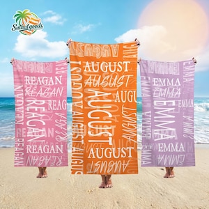 Personalized Beach Towel,Custom Name Pool Towel,Monogram Beach Towel,Family Vacation Gift,Birthday Gift,Girls Trip Gift,Back to School Gift
