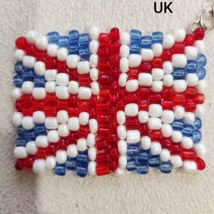 Beaded Flag Keychain - Made to Order. National Country Flag Accessory, Patriotic Gift, UK USA Italy Brazil Nigeria Portugal Spain England