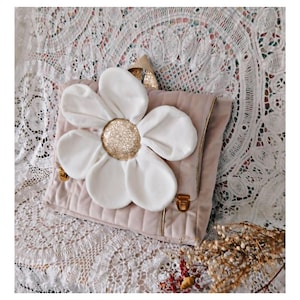 Daisy pink velvet nursery school bag