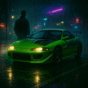 Fast Eclipse – Brians Traumnachtfahrt | Mitsubishi Eclipse Kunstdruck