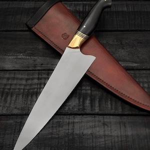 Handmade Chef Knife with Leather Sheath – High Carbon Steel Kitchen Knife