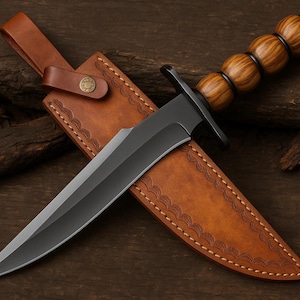 Handmade Bowie Knife with Exotic Wood Handle and Leather Sheath | Hunting & Survival Knife