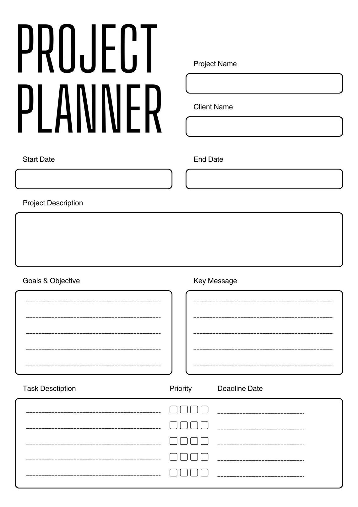 Pdf Planner Tasktracker Project Planner Printable – Task Tracker, Goal Setting (digital ...