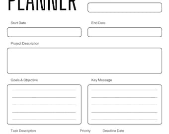 Project Planner Printable – Task Tracker, Goal Setting (Digital Download PDF)