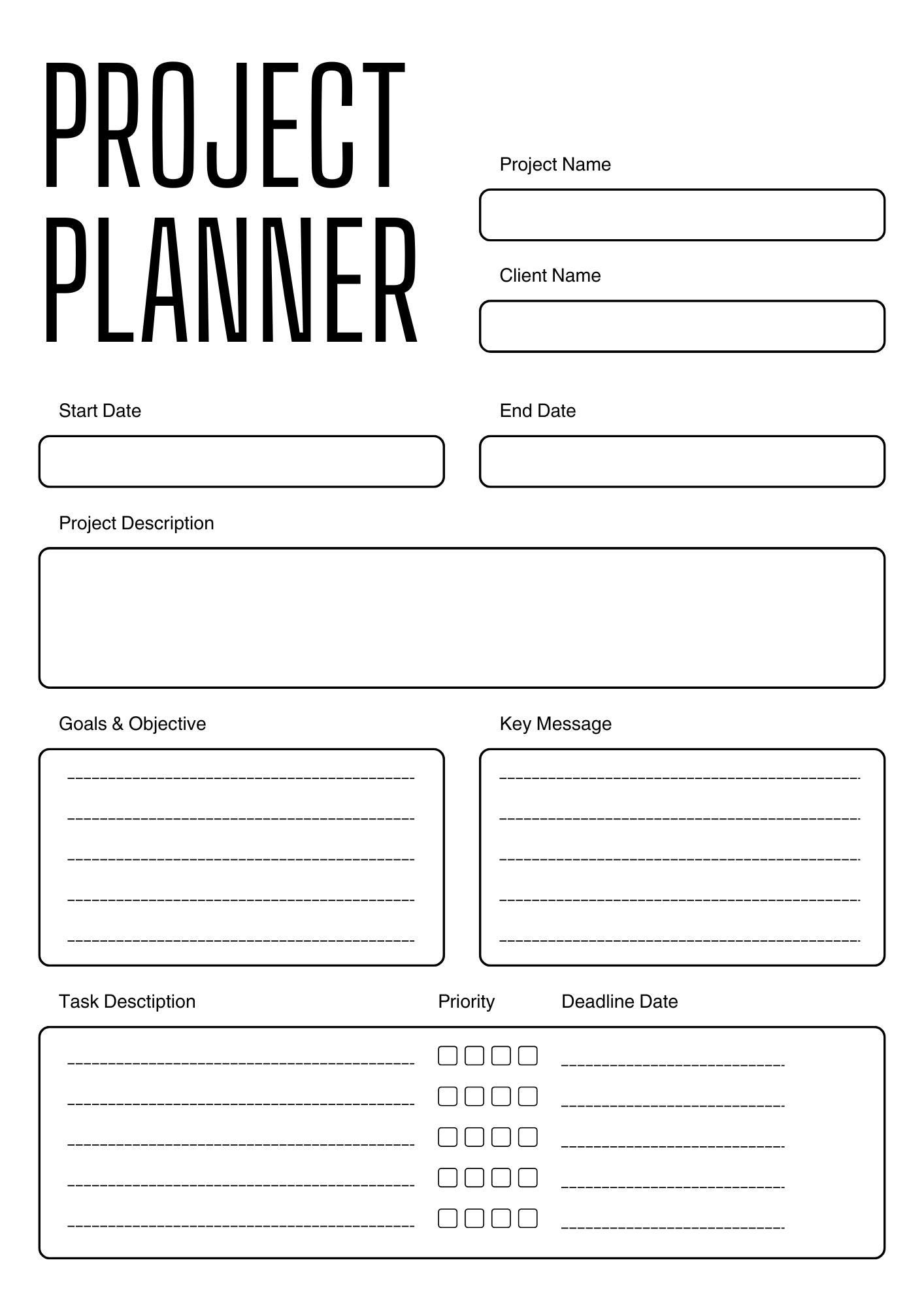 Project Planner Printable – Task Tracker, Goal Setting (digital ...