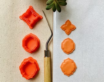 Ornate Frame Polymer Clay Cutter Set | 1" (25.4mm) | Rounded & Geometric Earring Cutters