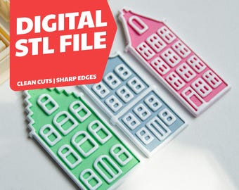Amsterdam Canal House Polymer Clay Cutter Set Digital STL File | 65mm - 2.55" |  Dutch House Design
