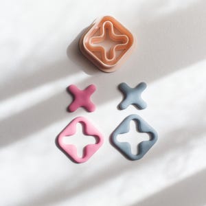 Rounded Square Cross Polymer Clay Cutter | Wavy Plus Earring Tool | Handmade Jewelry