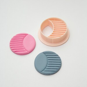 Moon Phase Circle Polymer Clay Cutter | Striped Crescent Design for Earrings | 32mm