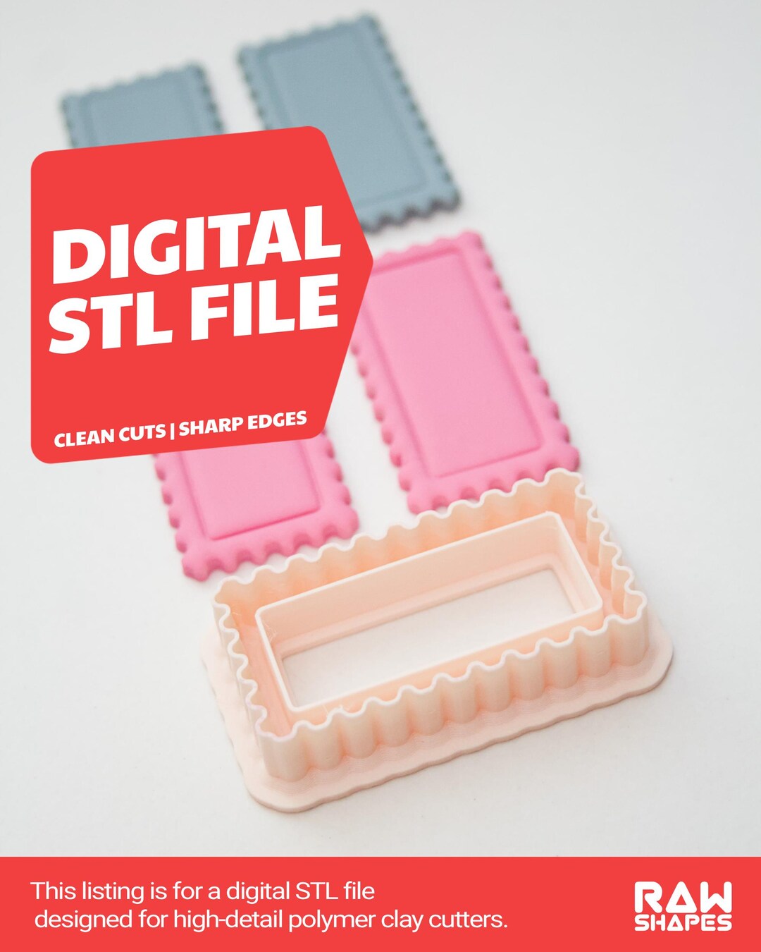 Embosser Small Rectangle Rectangular Postage Stamp Polymer Clay Cutter Digital STL File | 2 ...