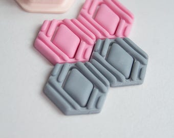 Hexagon Polymer Clay Cutter | Geometric Embosser for Modern Earrings