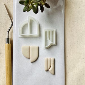 Geometric Drop & Arch Cutter Set | 1.25&quot; (31.8mm) Polymer Clay Tools | Boho Earring Shape Cutters (2pcs)
