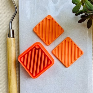 Vintage Art Deco Square Earring Cutter | 1.2&quot; (30mm) | Polymer Clay Tool | Clay Embosser | Clay Jewelry Tools
