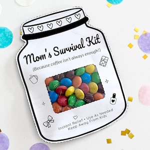 Kit de survie pour maman imprimable - cadeau drôle de porte-bonbons pour maman - cadeau DIY pour la fête des mères - gâterie pour prendre soin de soi en téléchargement numérique instantané