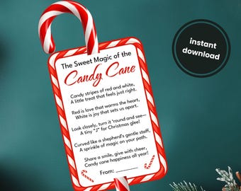 Legend of the Candy Cane Printable Tag, Meaning of Christmas, Candy Cane Holder, Christian Treat Tag, Christmas Tag, Candy Cane Poem