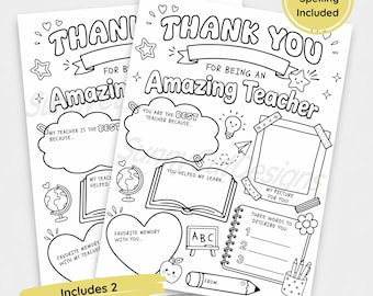Teacher Appreciation Gift Printable, Teacher Thank You Coloring Page Kids, All About My Teacher, Thank You Gift, Teacher Appreciation Card