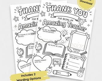 Imprimable, cadeau de remerciement du professeur, page de remerciement du professeur pour les enfants, tout sur mon professeur, cadeau de remerciement, carte de remerciement du professeur