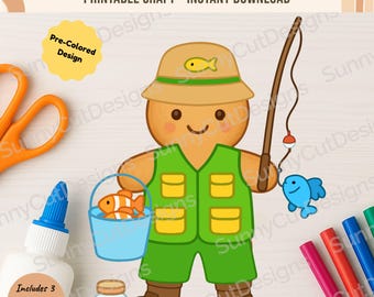 Disguise a Gingerbread Man - Fisherman Disguise, Gingerbread in Disguise Printable, Gingerbread Costume Ideas, Kids Table Activity, Digital