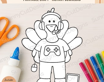 Disguise a Turkey - Blank Gamer Disguise Template - Thanksgiving Craft, School Craft, Thanksgiving printable, Thanksgiving Project, Download