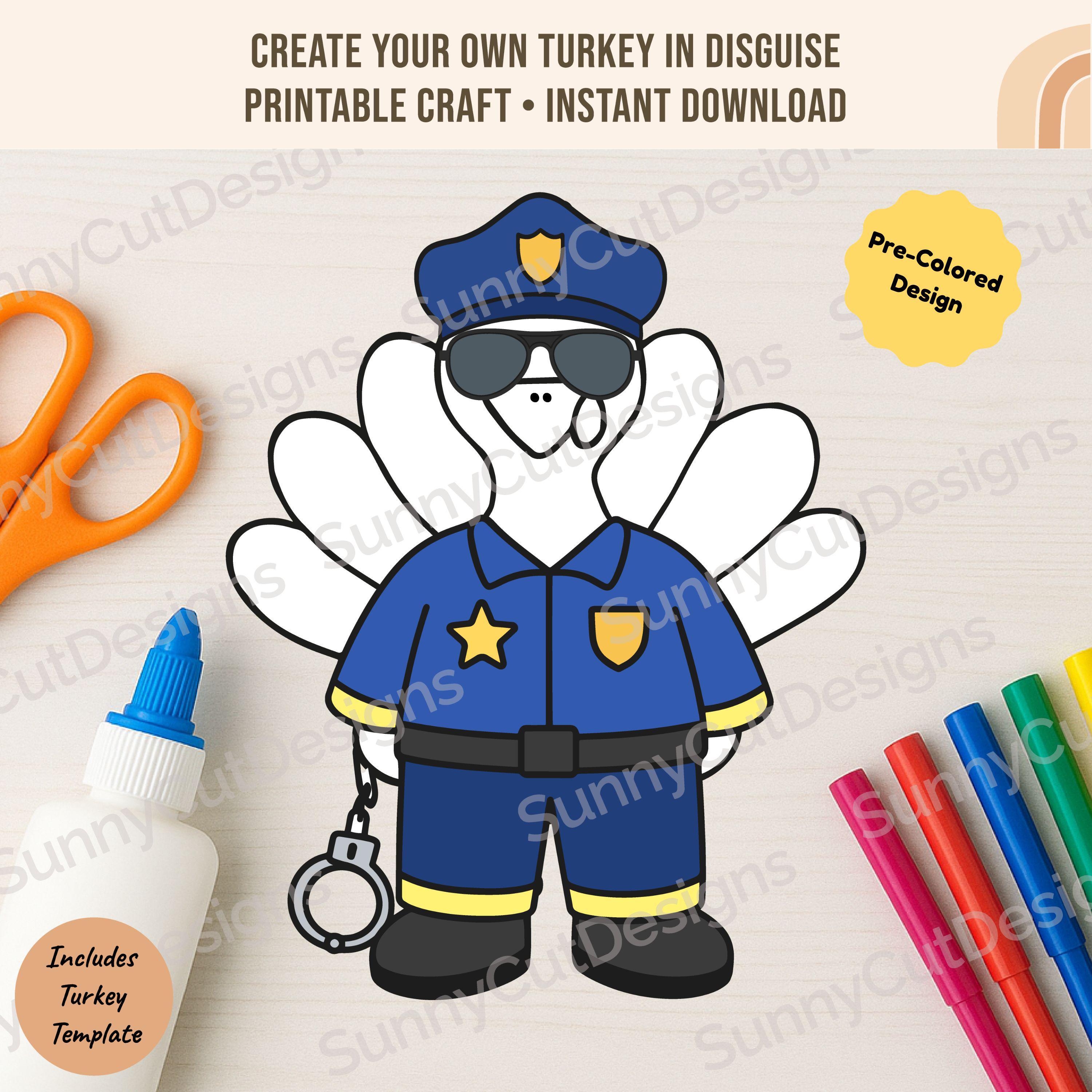 disguise a turkey- police officer disguise, thanksgiving craft