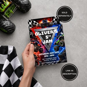 Monster Truck Birthday Invitation, Editable Monster Truck Invite, Trucks Template for Boys, Digital 5x7 Printable Table Cards, Monster Jam image 11