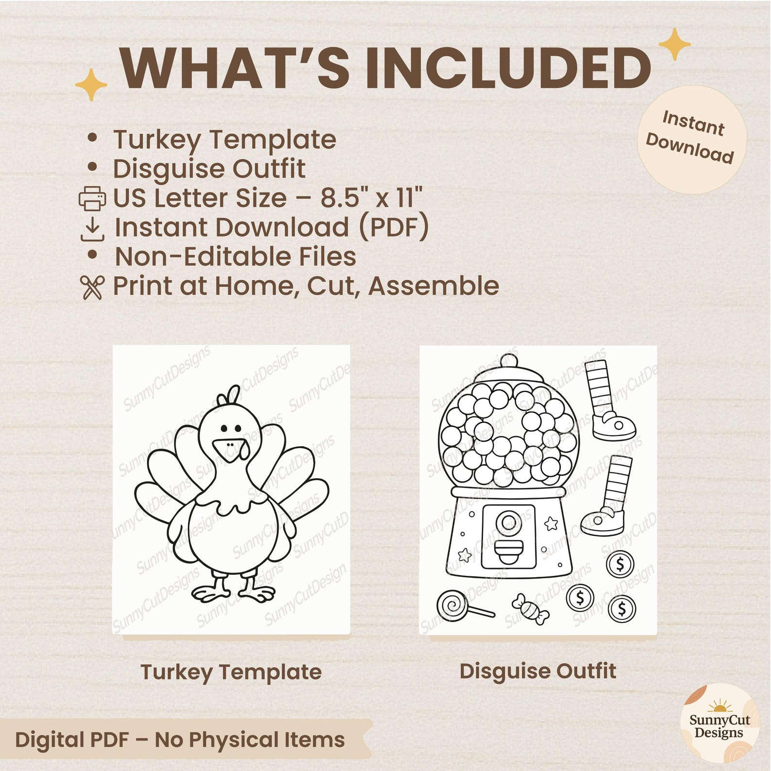 Disguise a Turkey Gumball Machine Blank Template Disguise