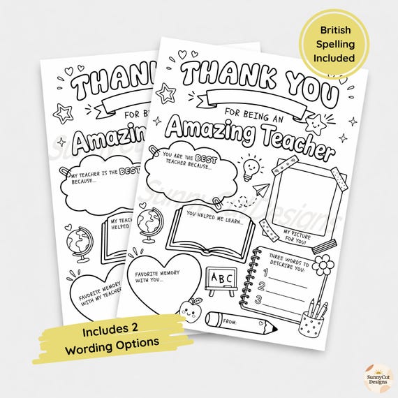 Teacher Appreciation Gift Printable, Teacher Thank You Coloring Page Kids, All About My Teacher, Thank You Gift, Teacher Appreciation Card