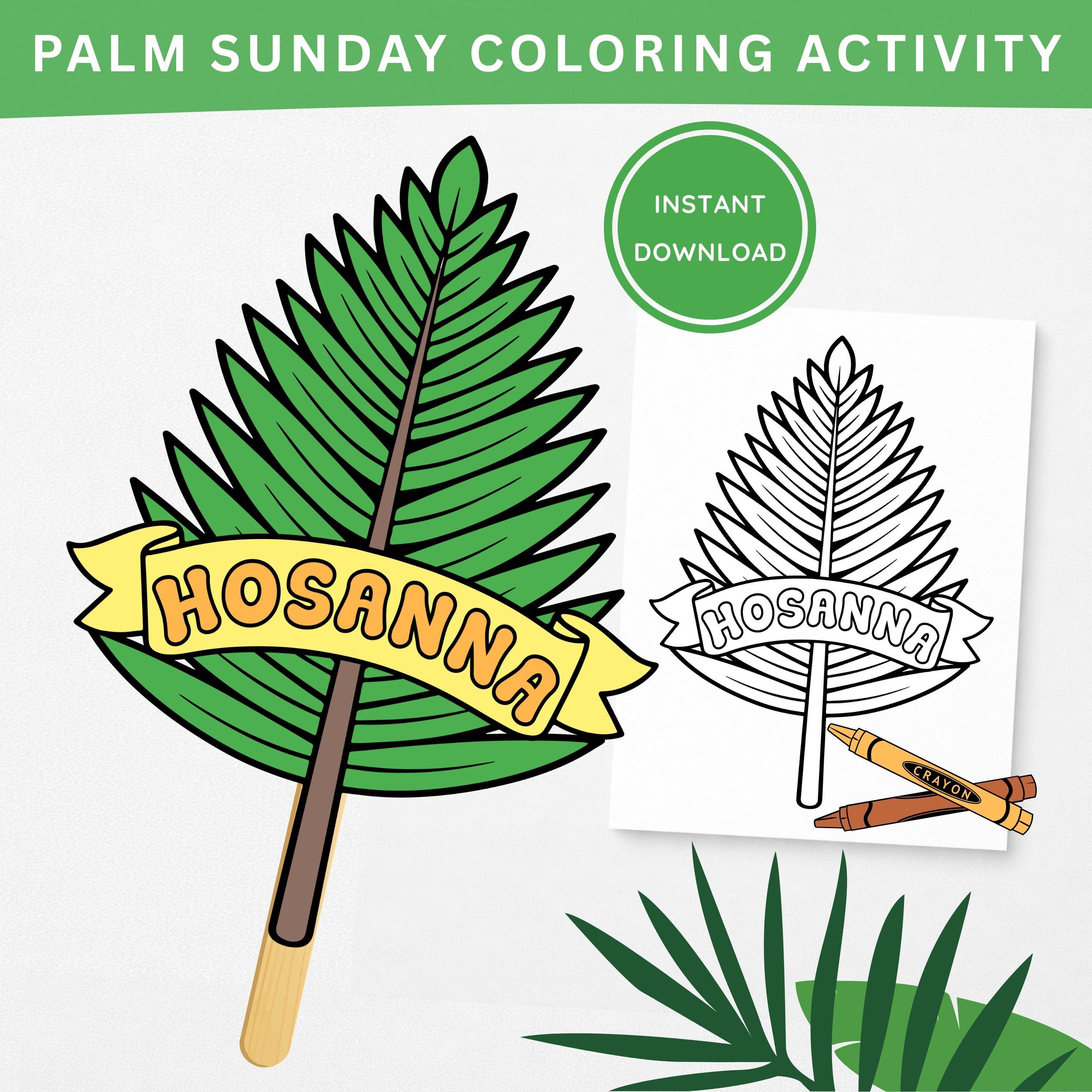 Printable Palm Sunday Coloring Page Hosanna, Palm Sunday Craft, Kids ...