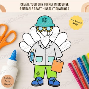 Disguise a Turkey - STEM Scientist Disguise, Thanksgiving Craft, School Craft, Thanksgiving printable, Thanksgiving Project, Download, pdf