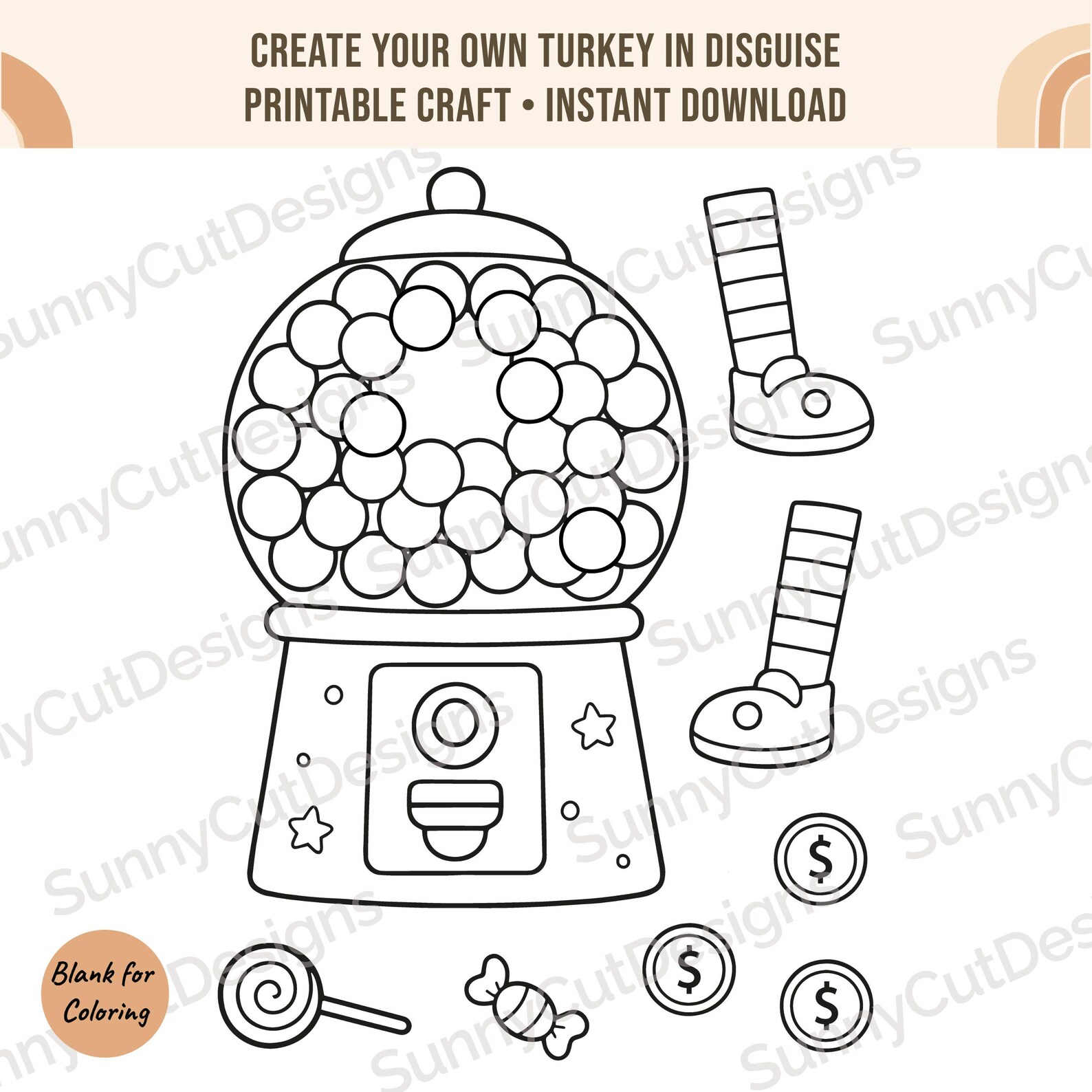 Disguise a Turkey Gumball Machine Blank Template Disguise