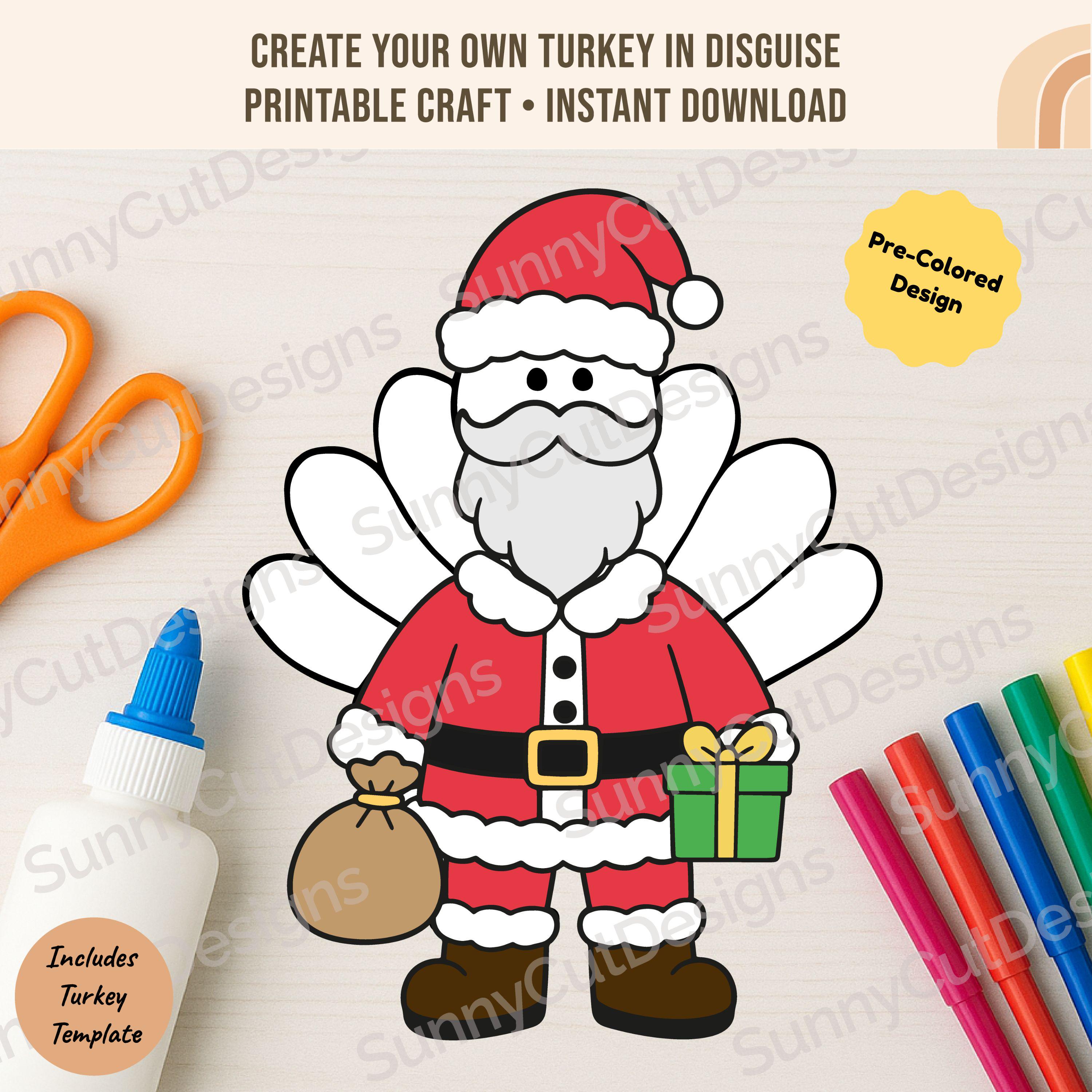 disguise a turkey- santa disguise template, thanksgiving craft
