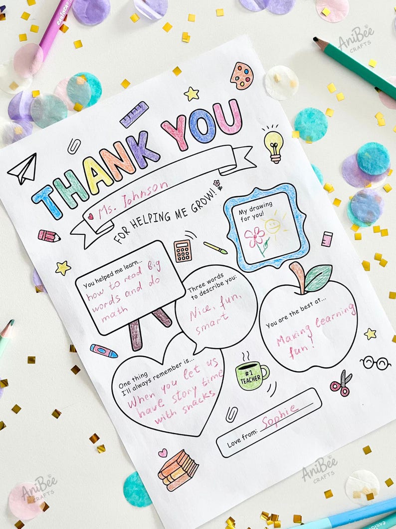 Thank You Teacher Coloring Page – End of Year Printable for Kids ...