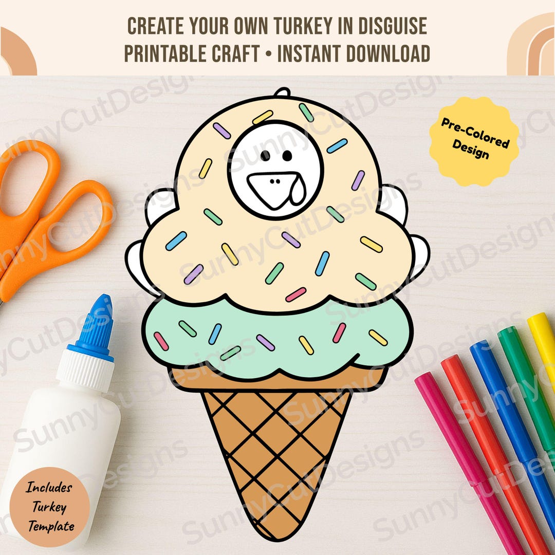 Disguise a Turkey - Ice Cream Disguise Template, Thanksgiving Craft ...