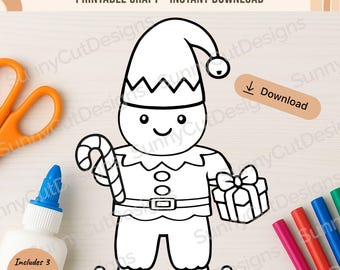 Disguise a Gingerbread - Elf Blank Template Disguise, Gingerbread in Disguise Printable, Gingerbread Costume Ideas, Kids Table Activity