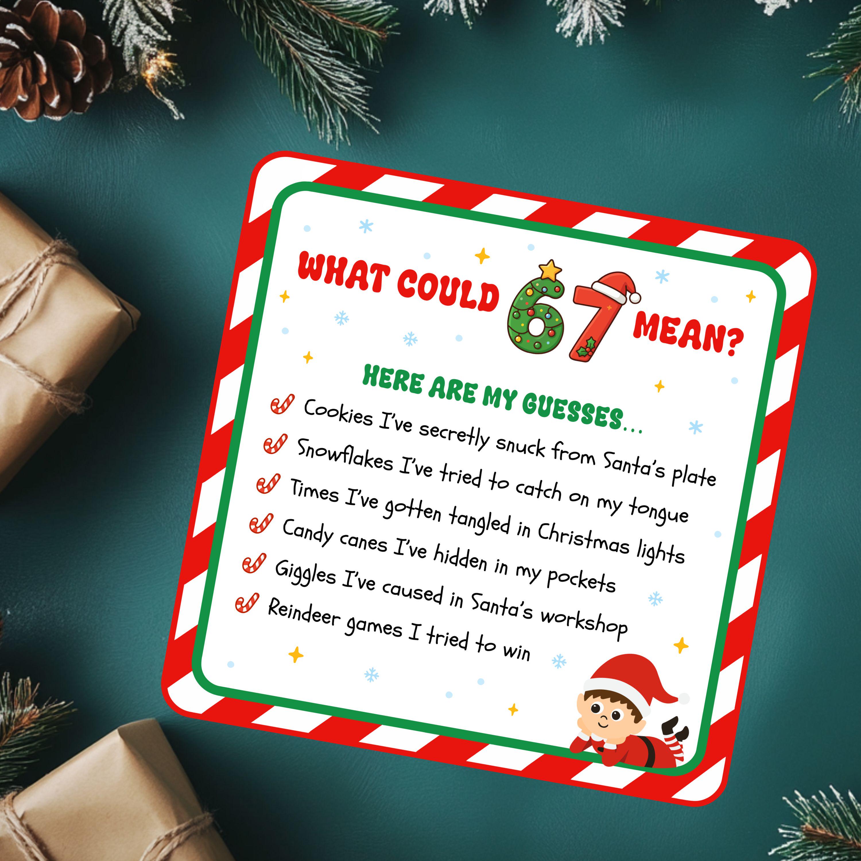 Elf 67 Trending Printable Prop, What is 67 Sign, Trending 6 7 Meme, Elf ...