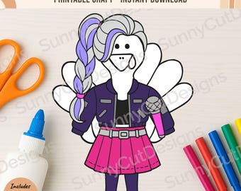 Verkleiden Sie einen Truthahn - Kpop Star Disguise Template, Thanksgiving Craft, Schulhandwerk, Thanksgiving druckbar, Thanksgiving-Projekt, Digital