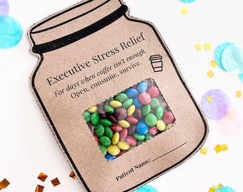 Etykieta do druku Happy Pills, łatwy prezent, zabawny dzień doceniania pracowników, etykiety do druku na prezent, karta podarunkowa dla pracownika, natychmiastowe pobranie cyfrowe