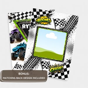 Monster Truck Birthday Invitation, Editable Monster Truck Invite, Trucks Template for Boys, Digital 5x7 Printable Table Cards, Monster Jam image 3